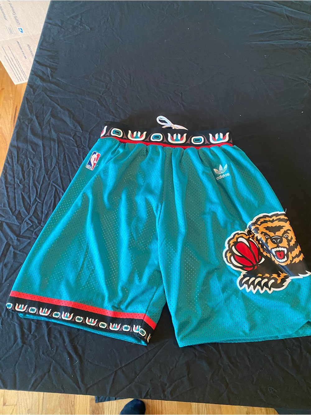 adidas Vancouver grizzlies Teal Graphic Basketball Shorts with Bear Patch